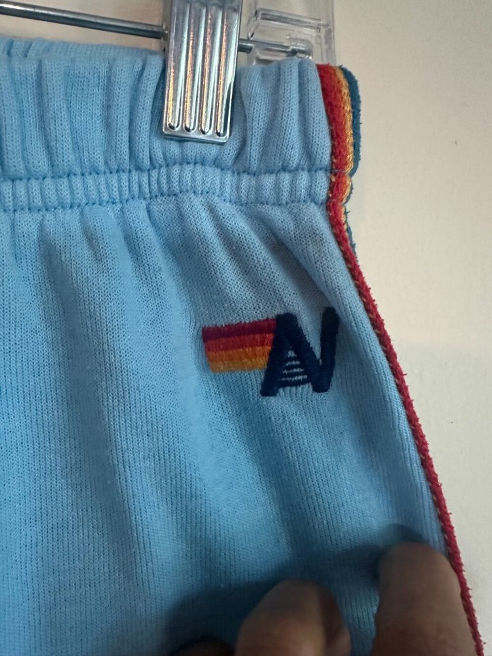 Aviator Nation Lightning Bolt Sweatpants Light Blue Joggers Striped Side Stripe